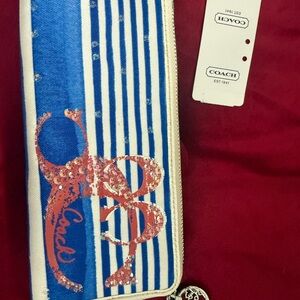 Coach Poppy Nautical Theme Long Wallet